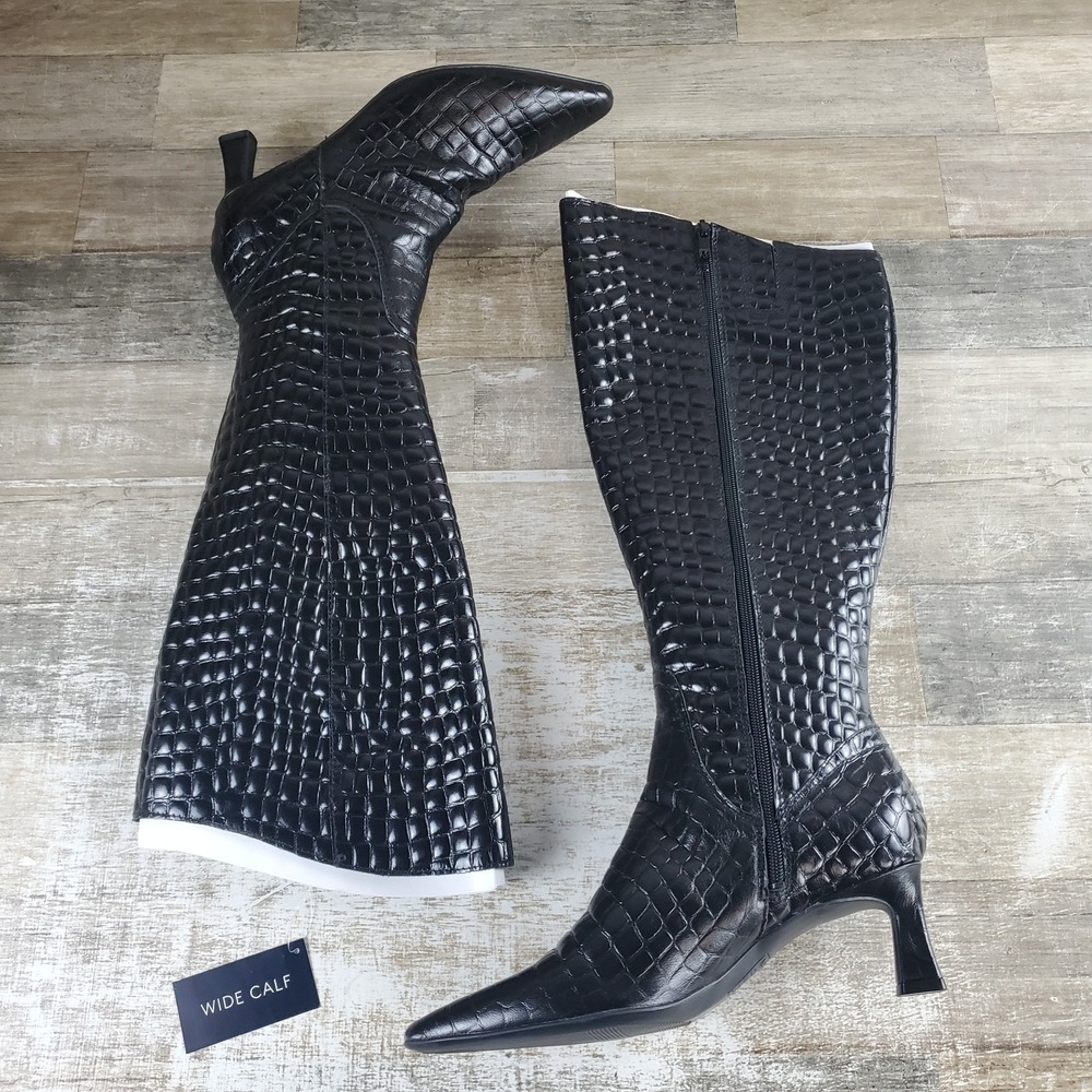 Naturalizer Deesha Womens Knee High Boots Sz 9.5 Wide Calf Side Zip Woven